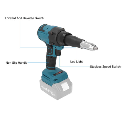 Okuyonic Cordless Brushless Rivet Hand Tool, 360W Maximum Output Power Simple Brushless Cordless Rivet Gun 2.4?4.8mm Automatic Riveter for Office Building - WoodArtSupply