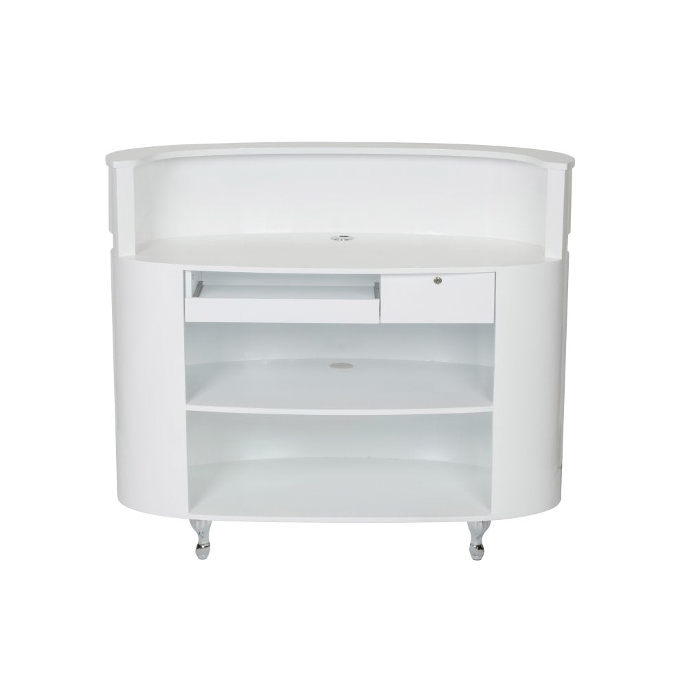 Dir Reception Desk, Receptionist Area Counter, Office Desk with LED Lights Star Ferry, White Dir