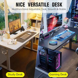 Veken 47.2 Inch Large Electric Standing Desk, Heights Adjustable, Sit to Stand Up, Work Home Office Computer Table for Study, Walking Pad, Writing, and Games, Wooden Desktop Desks, White Veken