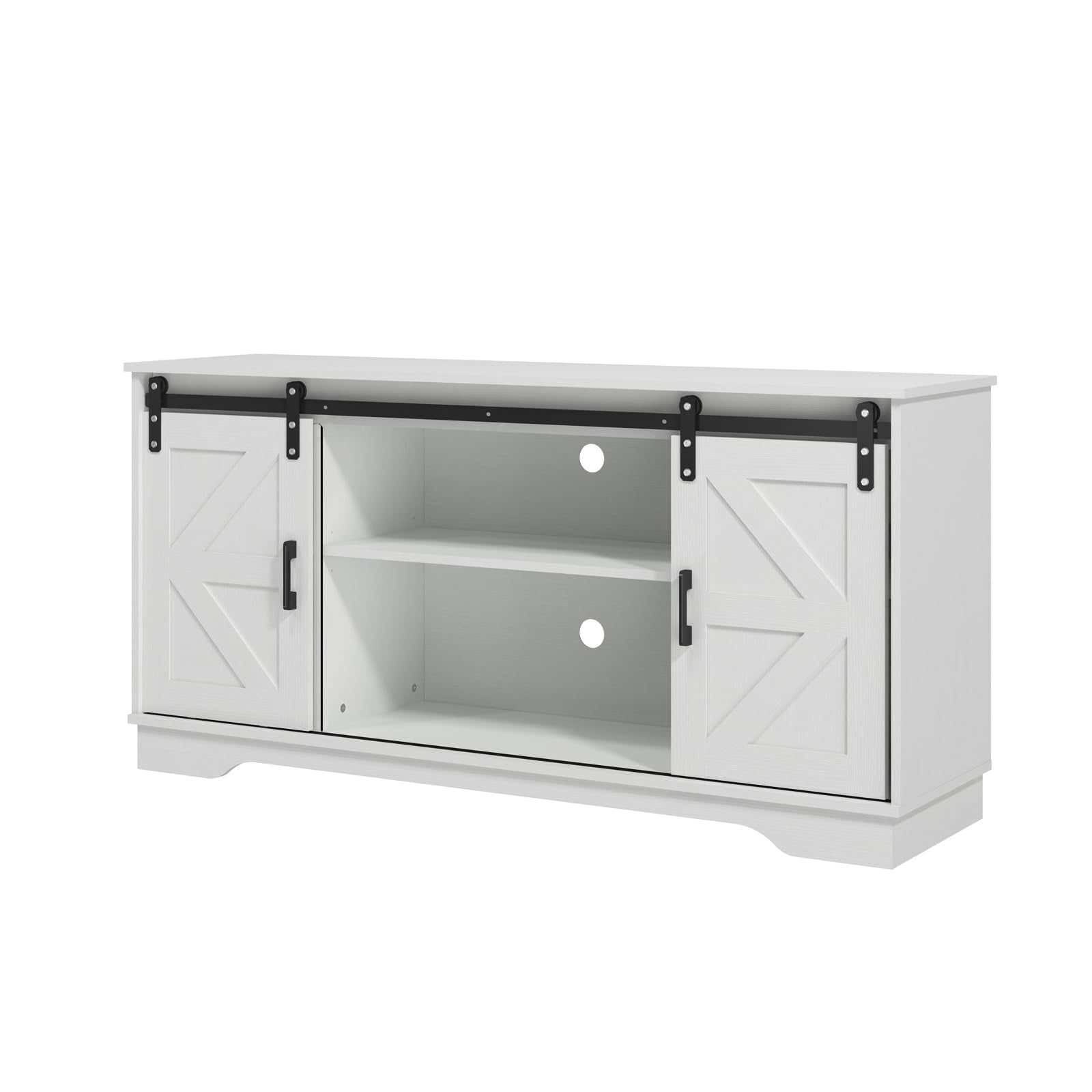 Panana Bar Cabinet with Barn 2 Sliding Doors Buffet Farmhouse Storage Cabinet TV Stand (White Cabinet) - WoodArtSupply