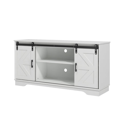 Panana Bar Cabinet with Barn 2 Sliding Doors Buffet Farmhouse Storage Cabinet TV Stand (White Cabinet) Panana