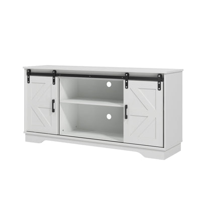 Panana Bar Cabinet with Barn 2 Sliding Doors Buffet Farmhouse Storage Cabinet TV Stand (White Cabinet)