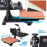 SUPER DEAL 5 in 1 Heat Press Machine, 12" x 15" 360-degree Rotation Quality Industrial Digital Heat Transfer Machine Combo for Hat Mug Plate Cap T-Shirt 110V, Black SUPER DEAL