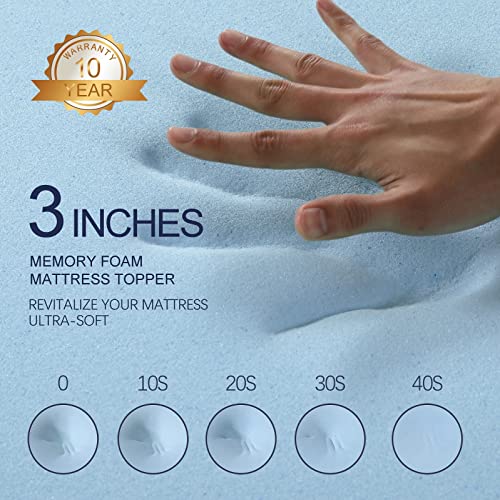 3 Inch Gel Memory Foam Mattress Topper King Size High Density Cooling Pad Pressure Relief Bed Topper (with Removable & Bamboo Cover) VALUXE