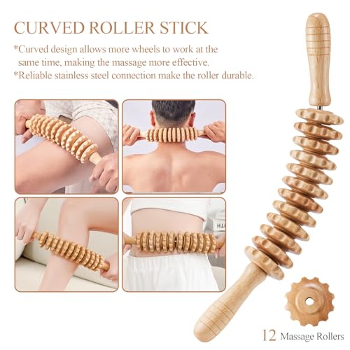 Dukucr 3Pcs Wood Therapy Massage Tools Lymphatic Drainage Massager Wooden Massager Body Sculpting Tools for Maderoterapia,Anti-Cellulite,Pain Relief Dukucr