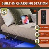 WLIVE Floating Full Bed Frame, 1500Lbs Heavy Duty Metal Platform with LED Light and Charging Station, No Box Spring Needed, Easy Assembly, No Noise, Full Size, Black WLIVE