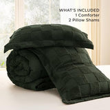 Bedsure California King Size Comforter Set Dark Olive Green, Boho Tufted Bed Set, Checkered Farmhouse Shabby Chic Bedding, 3 Pieces, 1 Plaid Geometric Comforter and 2 Pillow Shams Bedsure