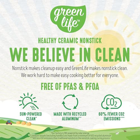 GreenLife Soft Grip 16 Piece Cookware Set, Non-Toxic PFAS-Free Ceramic Nonstick, Frying, Sauce, Saute, Utensils, Glass Lids, Stay-Cool Handles, Wobble Free, Dishwasher & Oven Safe, Soft Pink GreenLife