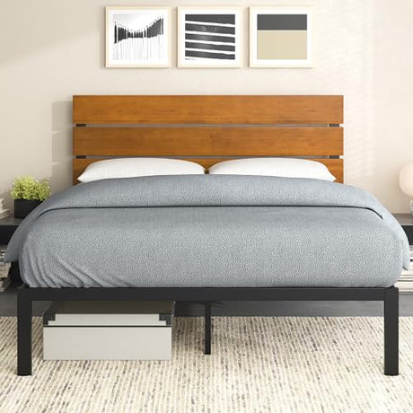 ZINUS Paul Metal and Wood Platform Bed Frame / No Box Spring Needed / Wood Slat Support / Easy Assembly, Full Zinus