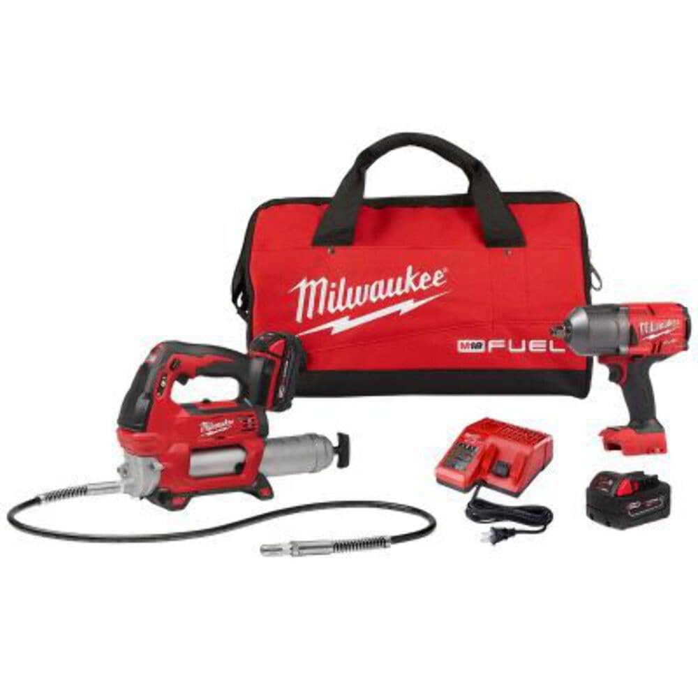 Milwaukee 2767-22GR 18V Brushless 1/2" High-Torque Impact Wrench Grease Gun Kit Milwaukee