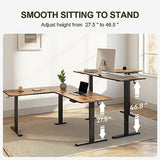 BANTI L-Shaped Standing Desk - 63 x 55 Inch Adjustable Corner Standing Desk with Charging Station - L Shape Sit Stand Table with Memory Controller, Splice Board for Home Office, Rustic Brown BANTI