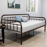 HOMERECOMMEND Metal Daybed Frame Twin Metal Slats Platform Base Box Spring Replacement Bed Sofa for Living Room Guest Room (Twin, Dark Copper) HOMERECOMMEND