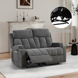 CANMOV Manual Recliner Sofa Set, Fabric Home Theater Seating with Side Pockets and Cup Holders, 2 Seat Reclining Couch for Living Room, Office, Dark Grey