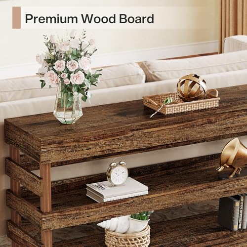 Tribesigns 70.9-Inch Extra Long Console Table, Farmhouse Entryway Table with 3-Tier Storage Shelf, Narrow Sofa Table Behind Couch, Wood Console Table for Living Room, Hallwahy, Foyer Tribesigns