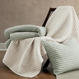 WDCOZY Grey Pick Stitch Twin Size Quilt Set, Striped Channel Lightweight Soft All Season Bedspread, Bamboo Linen Like Textured Coverlet, Farmhouse Country Rustic Bedding, Thin Comforter WDCOZY
