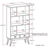 Allora 64" Mid Century Modern Solid Wood Wide Bookcase with 2 Drawers and 3 Shelves, for The Living Room, Study Room, Home Office, in Teak Brown Allora