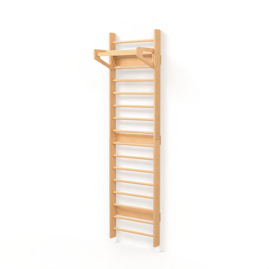 WOOD&ROOM Indoor Montessori Swedish Stall Bars Climbing Wall for Toddlers with Climber Ramp Wooden Swedish Ladder Stall Bars Climber for Kids Gymnastic Wall (no Slide)