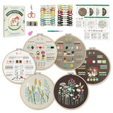 CYANFOUR 6 Stage Embroidery Kit for Beginners Adults, Easy to Learn 38 Different Stitches from Instruction & Video, Needlepoint Kits for Adults with Stamped Embroidery Patterns