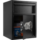 Electronic Safe Deposit Box - Drop Safe with Digital Keypad and 2 Manual Override Keys for Business Cash Drops or Home Safety by Paragon Safes (Black) Paragon Lock & Safe