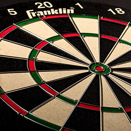 Franklin Sports Bristle Dart Board - Professional Steel Wire Dartboard - Regulation Sized 18" Inch Steel Tip Darts Board - Self Healing Sisal Dartboard for Adults Franklin Sports