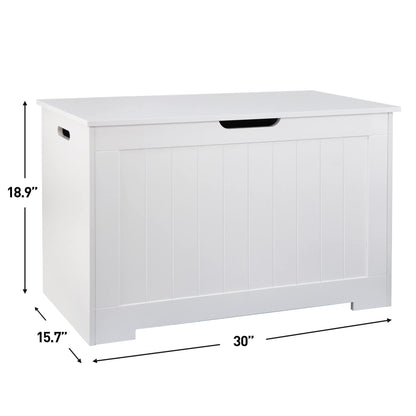 ZENY Lift Top Storage Cabinet Bench, Wooden Chest Room Organizer Bin with 2 Safety Hinges (White) - WoodArtSupply