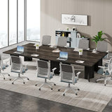 Tribesigns 10.5FT Conference Table, Large Rectangle Meeting Seminar Table for 10-12 Person, Long Wooden Business Tables (Set of 2, Dark Gray) Tribesigns