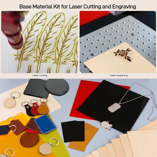 Adrattnay Laser Material Explore Kit, 170PCS Laser Engraving Supplies for Crafting,17 Kinds Blanks Includes Basswood, Birch, Acrylic, Leather, Metal for Engraver Machine Adrattnay