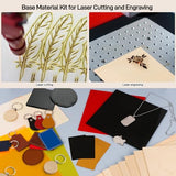 Adrattnay Laser Material Explore Kit, 170PCS Laser Engraving Supplies for Crafting,17 Kinds Blanks Includes Basswood, Birch, Acrylic, Leather, Metal for Engraver Machine Adrattnay
