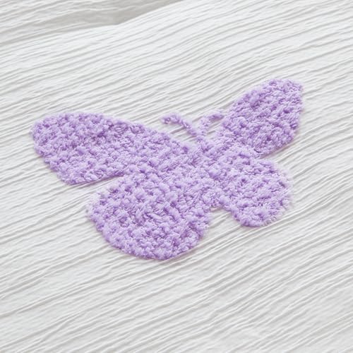 Intelligent Design Kids Rio Full/Queen Comforter Set – Girls’ Reversible Tufted Chenille Bedding with Pastel Purple Butterflies and Pink Dot, 4pcs Intelligent Design