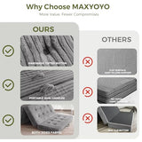 MAXYOYO Folding Mattress with Handles, 6 Inch Tri-Fold Mattress Floor Sofa Bed, Soft Faux Fur Folding Bed with Supportive Foam Filling, Portable Guest Couch for Sleeping, Full, Grey MAXYOYO