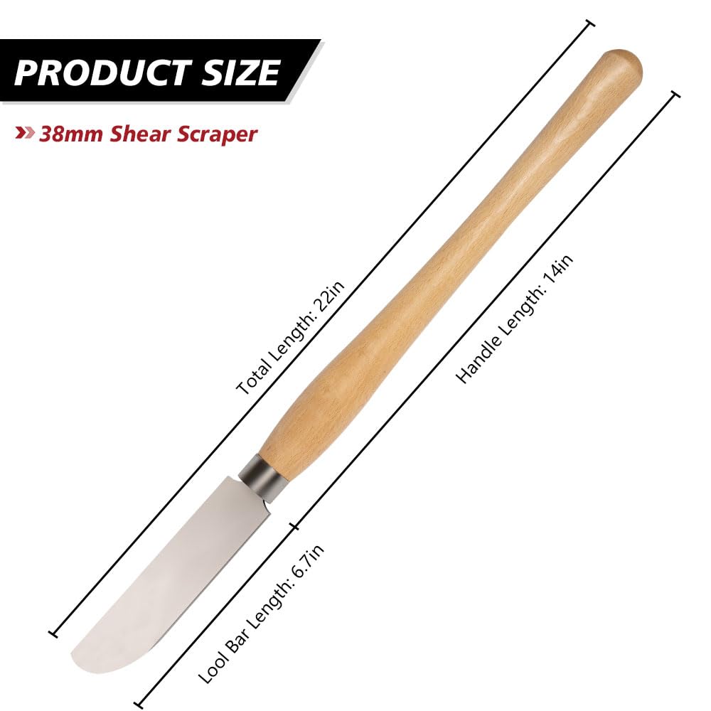 Phukimlong professional 1.5 Inch Shear Scraper with M2 HSS Cryogenic Treated Blade, HRC63-65, and Ergonomic Beechwood Handle - Wood Lathe Tools(38mm)… PHUKIMLONG