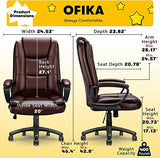 OFIKA Home Office Chair, 400LBS Big and Tall Chair Heavy Duty Design, Ergonomic High Back Cushion Lumbar Back Support, Computer Desk Chair, Adjustable Executive Leather Chair with Armrest OFIKA