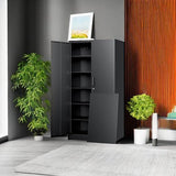 Yizosh Garage Metal Storage Cabinet with Lock - 72" Garage Storage Cabinet with 2 Locking Doors and 5 Adjustable Shelves, Black Steel Lockable File Cabinet for Home,Office,Garage Yizosh Garage