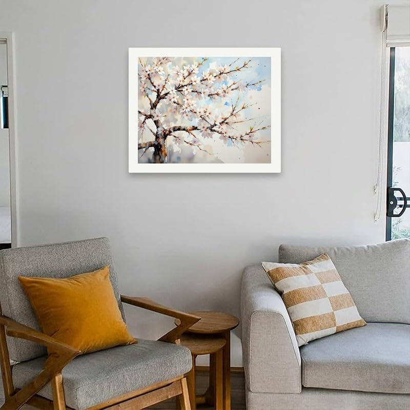 Cherry Blossom Tree Paint by Numbers Kit for Adults - DIY Spring Flowers on Branches Painting on Canvas 16x20 Inches, Acrylic Paint Set,Suitable for Beginners,Floral Art for Decoration/Gifts TAOPAOLAB