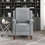 Lexicon Push Back Recliner Chair with Footrest, Reclining Sofa Armchair, Modern Chenille Fabric Recliner with Nailhead Trim for Living Room/Office/Apartment, Gray