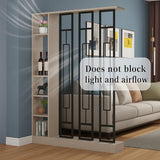 Wall Room Divider, Modern Freestanding Wood Room Divider Screen with Shelf & Cabinet Storage for Living Room,Office, Bedroom (Khaki+Black, 47" L x 9.5" W x 79.5" H) GRGECXZ