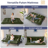 MAXYOYO 6" Japanese Floor Mattress, Foldable Futon Mattress Queen Size, Tufted Roll Up Floor Bed, Thick Tatami Mat Sleeping Pad Portable Lounger for Camping Guest Room Dormitory Bedroom RV, Dark Green MAXYOYO