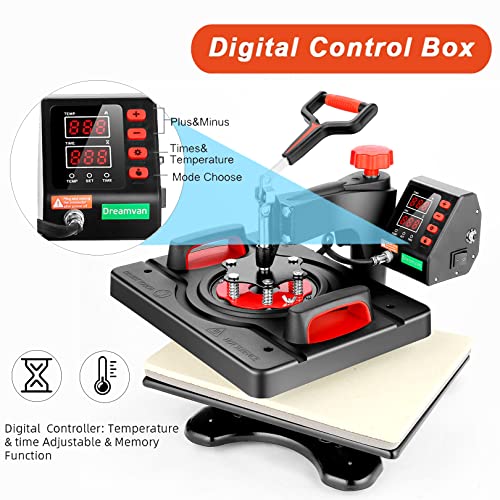 Casulo 8 in 1 Heat Press Machine Combo, 360-Degree Rotation Powerpress Heat Press Machine Digital Sublimation, Professional Heat Printing 15x12 Inch Heat Transfer for T-Shirts Mug Hats Plate Cap casulo