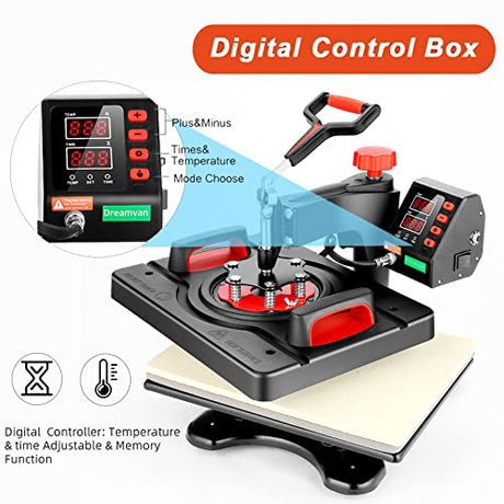 Casulo 8 in 1 Heat Press Machine Combo, 360-Degree Rotation Powerpress Heat Press Machine Digital Sublimation, Professional Heat Printing 15x12 Inch Heat Transfer for T-Shirts Mug Hats Plate Cap casulo