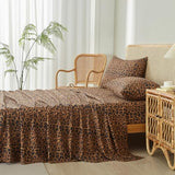 LifeTB Leopard Cheetah Printed King Sheets Set, Cooling Soft Microfiber Brown Leopard Bedding Sheets with 16" Deep Pocket, 4 Piece Vintage Animal Cheetah Pattern King Size Bed Sheets & Pillowcases LifeTB