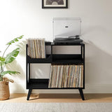 Crosley Furniture Asheville Mid-Century Modern Media Console Record Player Stand, Storage for Vinyl Records, Medium, Black Crosley Furniture