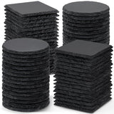 72 PCS Black Slate Stone Coasters, MAPRIAL 4 Inch 36 PCS Square, 36P Round Coaster Bulk for Laser Engraving Material Blank Handmade Drinks Costers for Engraver, Etching, Gifts, Christmas, DIY, Wedding MAPRIAL
