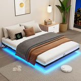 Mashomdec King Size Floating Metal Bed Frame with Smart LED Lights & Charging Station, Metal Platform Bed Base No Box Spring Needed, Easy Assembly, Noise Free Mashomdec