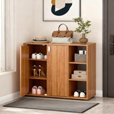 Giantex Wood Shoe Cabinet with Doors, Freestanding Shoe Rack Cabinet with 3-Level Adjustable Open Shelves, Modern Wooden Shoe Storage Cabinet for Entryway, Hallway, Closet, Living Room (Natural) Giantex