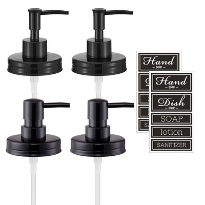Onsogi Regular Mouth Plastic Mason Jar Soap Dispenser Pumps and Lids- Rust-Proof Mason Jar Accessories Rustic Farmhouse Kitchen Counter Top Bathroom Decor and Organization - 4 Pack
