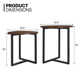 MoNiBloom Small Coffee Table Set of 2, Nesting Coffee Table with Steel Frame for Small Spaces Living Room Bedroom Office, Easy to Assemble, Walnut MoNiBloom