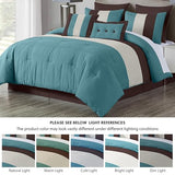Chezmoi Collection Loft 8-Piece Luxury Striped Comforter Set (King, Blue/Beige/Chocolate Brown) Chezmoi Collection
