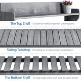 Yaheetech Potting Bench Table Outdoor Garden Potting Table Wooden Workstation w/Sliding Tabletop Removable Sink w/Storage Shelf Flower Pot Bench Mobile Garden Potting Bench Gray Yaheetech