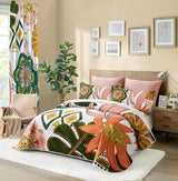 Tyrot 2 Piece Boho Floral Quilt Sets Twin Size Farmhouse Botanical Reversible Lightweight Bedspread Coverlet with 1 Sham Mid Century Leaves Microfiber Bedding Quilts Set for All Season, 68''x86'' Tyrot