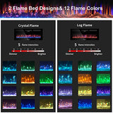 Home4me 36" Electric Fireplace, Wall Mounted and Recessed Fireplace Heater, 750/1500W Freestanding Electric Fireplaces, Adjustable Flame Color, Touch Screen, Timer, Low Noise Home4me